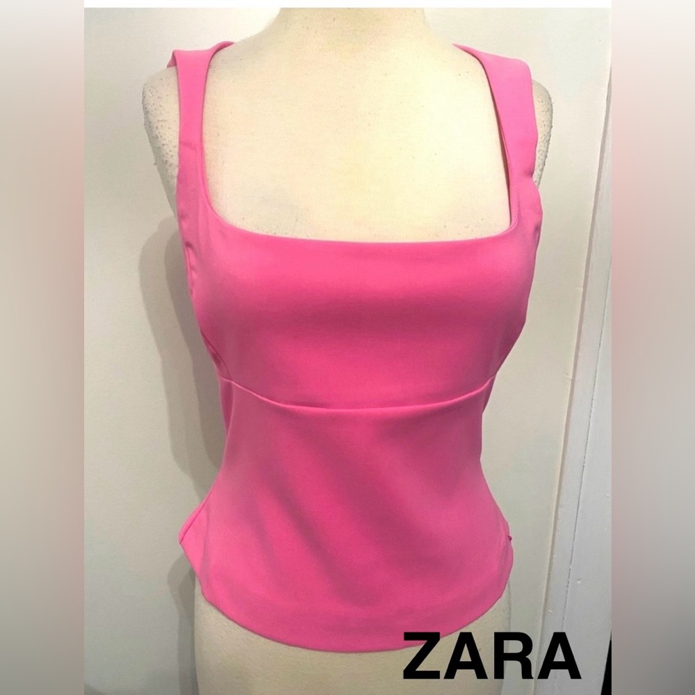 ZARA Pink Women's Squareneck Top - Size M - NEW